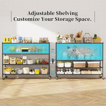 Storage Shelves with Wheels, 4-Tier Adjustable Metal Industrial Utility Shelf - Image 5