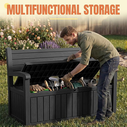 Storage Bench Outdoor Deck Box, 100 Gallon Waterproof & UV Resistant Lockable - Image 6