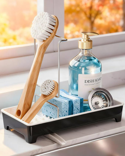 Ceramic-Look Sink Caddy, Rustproof Sponge Holder - Image 2