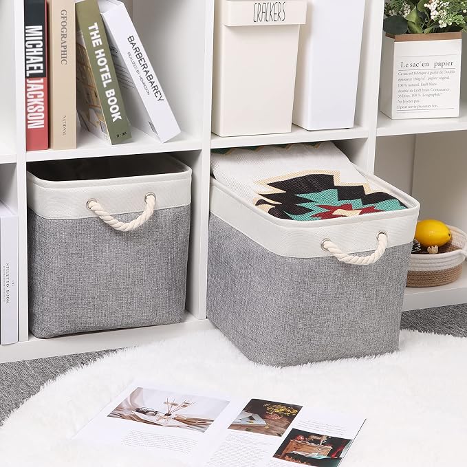 Bidtakay Storage Baskets for Organizing Large Storage Bins for Shelves 2 Pack - Image 3