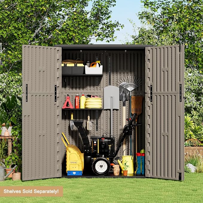 KINYING Outdoor Storage Cabinet Waterproof, 57 Cu.ft Resin Vertical Outdoor - Image 5