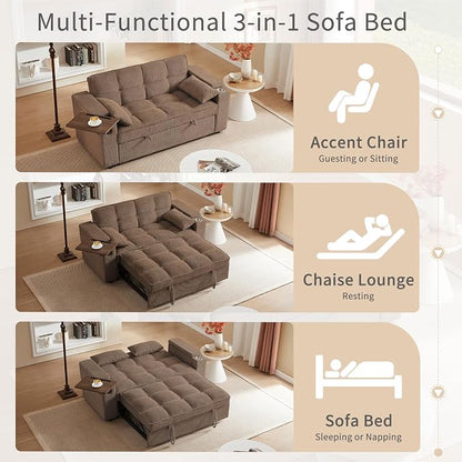 hansones 65'' 3-in-1 Folding Convertible Sofa Bed, Queen Size Pullout Sofa - Image 4