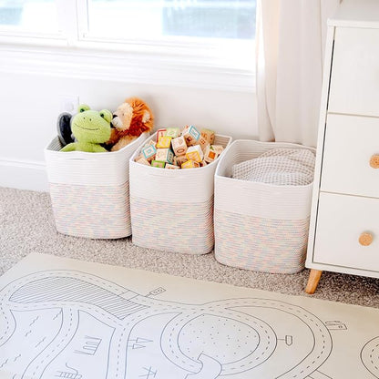 NaturalCozy 13x15x13 Kallax Storage Cubes Bins, 3 Pack | Cotton Rope Cube - Image 7