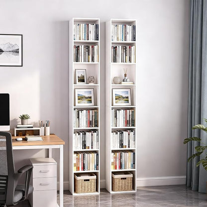 8-Cube Storage Organizer Bookcase, Tall Narrow Bookshelf - Image 7