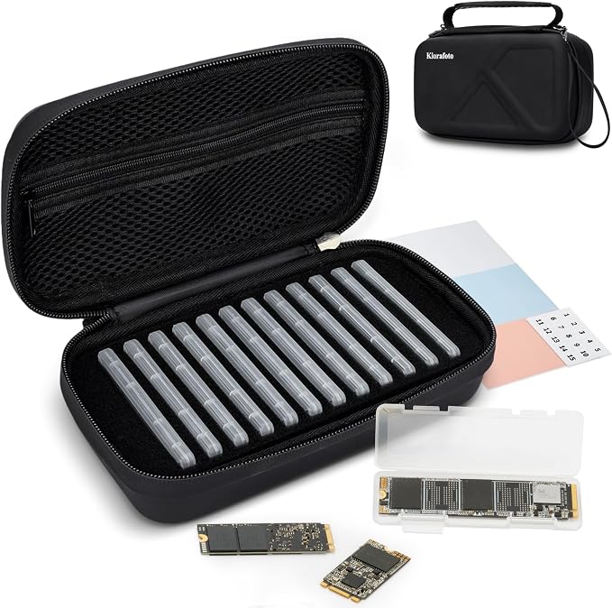 EVA PU M.2 SSD Holder with 12 Clear M.2 NVMe Cases by Kiorafoto