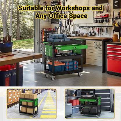 3 Tier Rolling Tool Cart on Wheels, 550 LBS Tool Cart - Image 7
