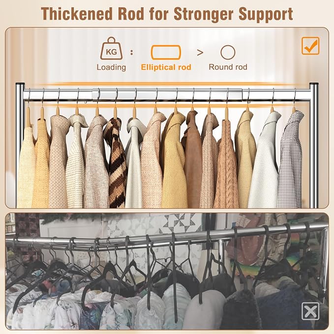 EAGMAK Heavy Duty Clothes Rack Load 420 LBS, Rolling Garment Rack - Image 3