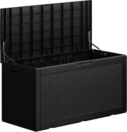 100 Gallon Deck Box, Resin Outdoor Indoor Waterproof Storage Box, Lockable by Kdymod