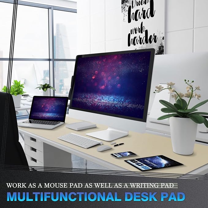 K KNODEL Large Office Leather Desk Mat, Mouse and Keyboard Pad, Computer and - Image 2