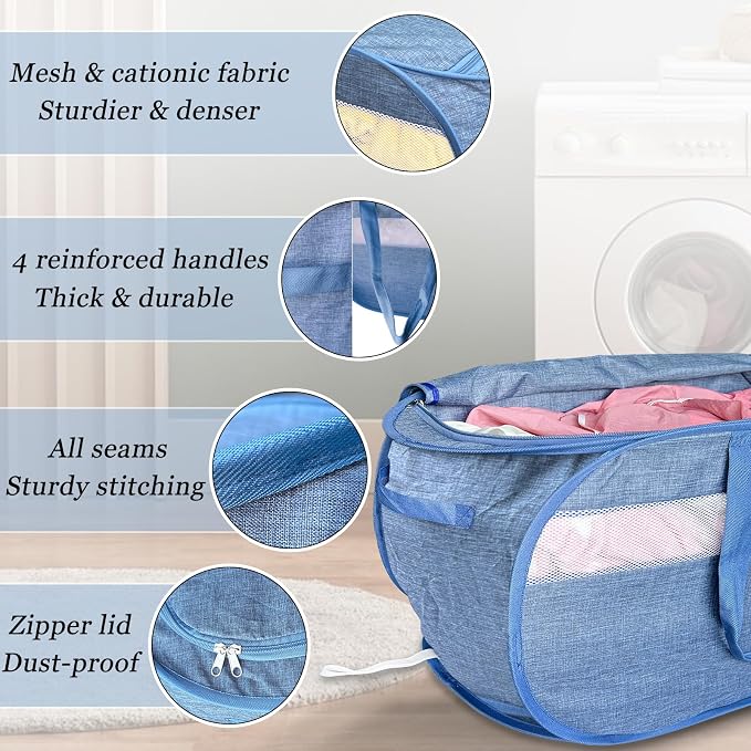 Upgraded 100L Extra Large Mesh Pop Up Laundry Hamper - Image 5
