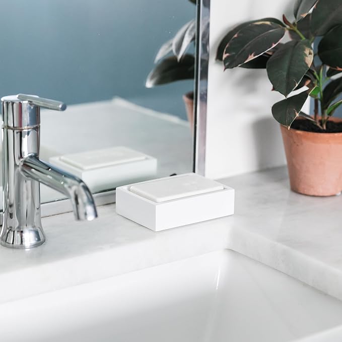 Matte White Square Soap Dish for Bathrooms and Kitchens - Image 6