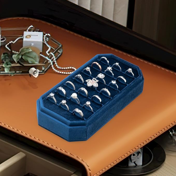 Velvet Ring Organizer Display Tray Jewelry Box Earring Holder Case - Image 6