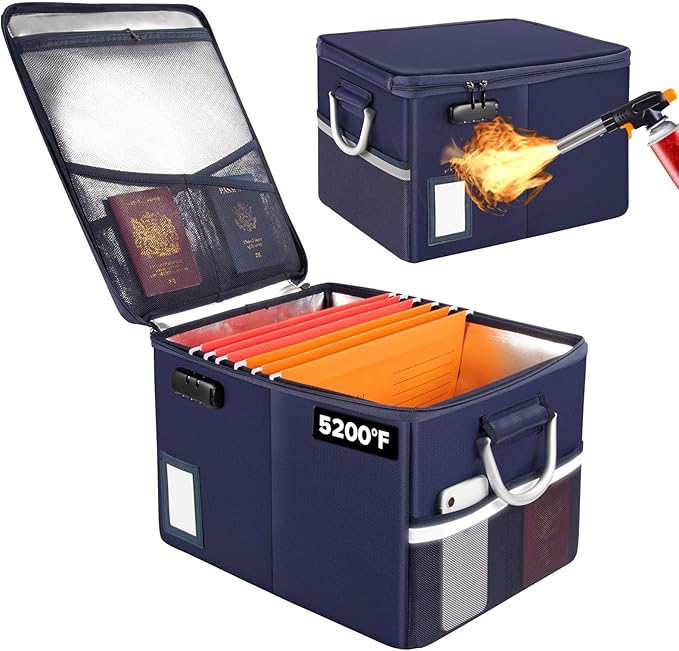 TOMKID 5200°F Fireproof Document Box, Fire Important Document Organizer by Aobteeny