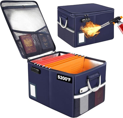 TOMKID 5200°F Fireproof Document Box, Fire Important Document Organizer by Aobteeny