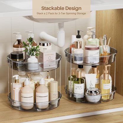 LAMU 12 inch 2 Tier Lazy Susan Turntable Organizer Rotating Spice Rack - Image 5