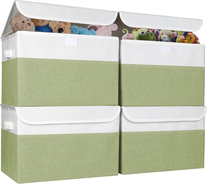 Large 22 Quart Linen Fabric Foldable Storage Bin Cube Organizer Basket by Bagnizer