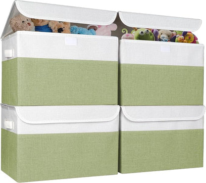 Large 22 Quart Linen Fabric Foldable Storage Bin Cube Organizer Basket by Bagnizer