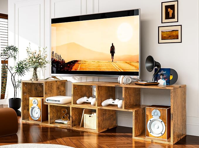 Recaceik Cube Bookshelf 2 Shelf Bookcase L-Shaped TV Console Stand Modern by Recaceik