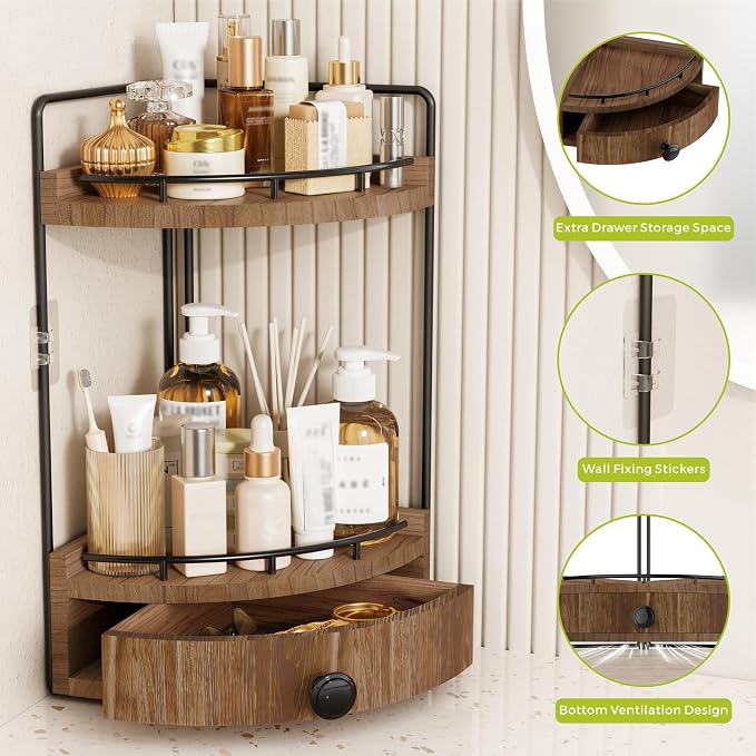 2-Tier Corner Bathroom Counter Organizer - Image 4