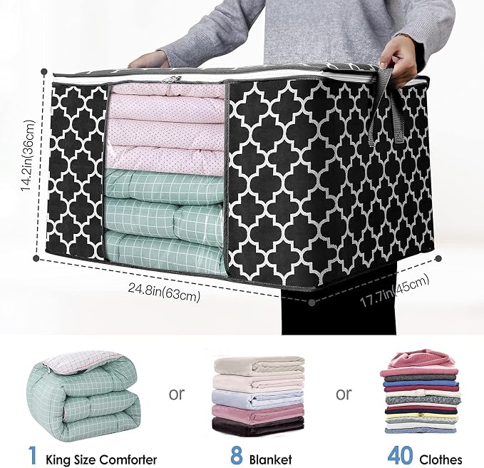 WISELIFE Storage Bags 100L 3-Pack Large Blanket Clothes Organization and - Image 2