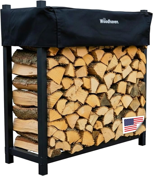 Woodhaven 3-Foot Firewood Rack – American Brand – ⅛ Plus Cord Raised Lumber by Woodhaven