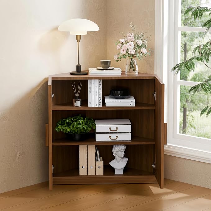 Casaphoria Farmhouse Corner Cabinet, Wooden Corner Storage Cabinet - Image 5