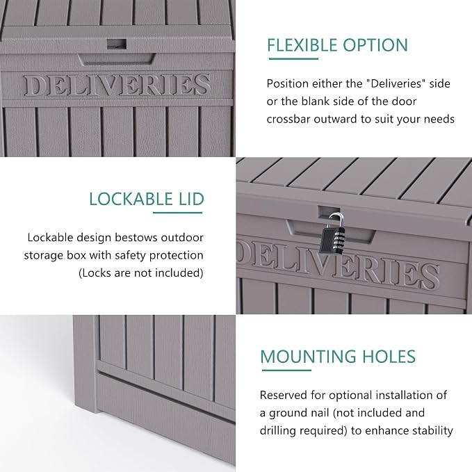 55 Gallon Resin Deck Box, Waterproof Outdoor Storage Box - Image 5