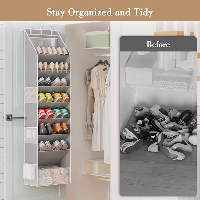 Criusia Shoe Organizer, Over the Door Shoe Organizer, Hanging Closet Shoe - Image 2