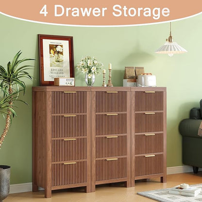 Mid-Century Modern Tall Wooden Dresser - Image 5