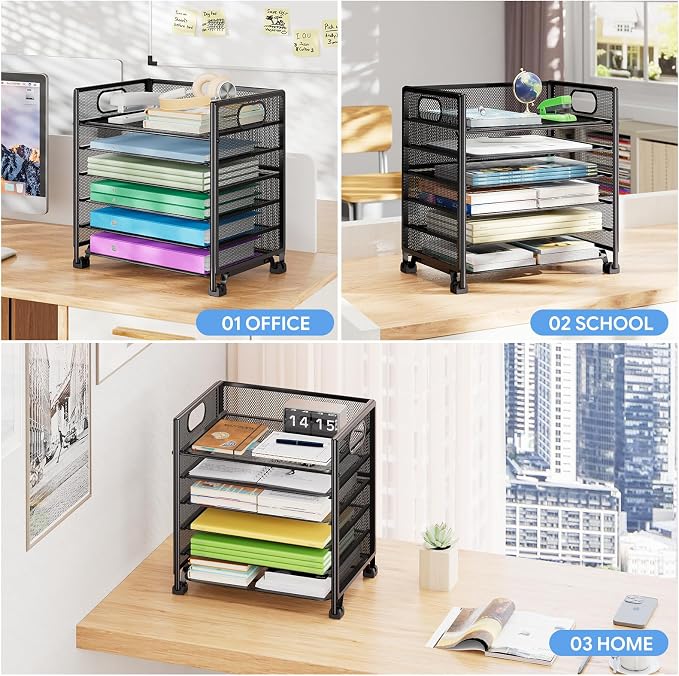 Simple Trending 6-Tier Letter Tray Organizer, Metal Mesh File Holder - Image 7