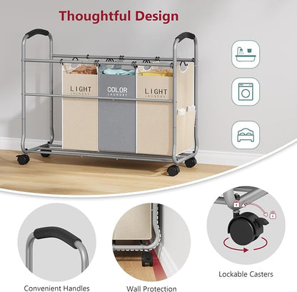Tajsoon Laundry Sorter 4 Sections, Laundry Separator Hamper - Image 5