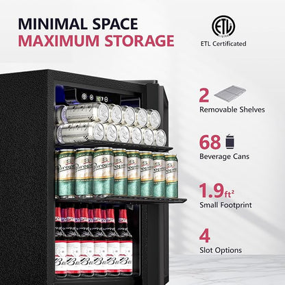 Beverage Refrigerator Cooler, 16 Bottle 68 Can Mini Fridge - Image 2