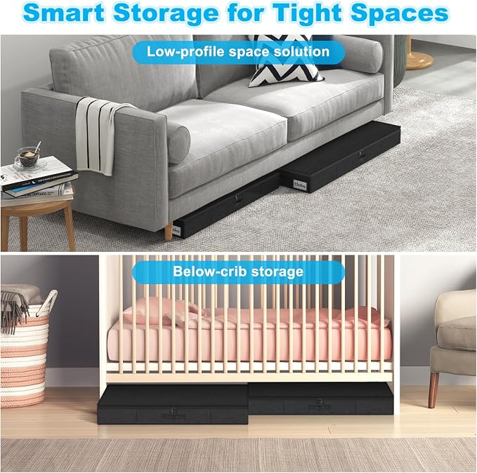 Under Bed Storage Container Bins 2 Pack, 4.5 Inch Slim Low Profile Underbed - Image 5
