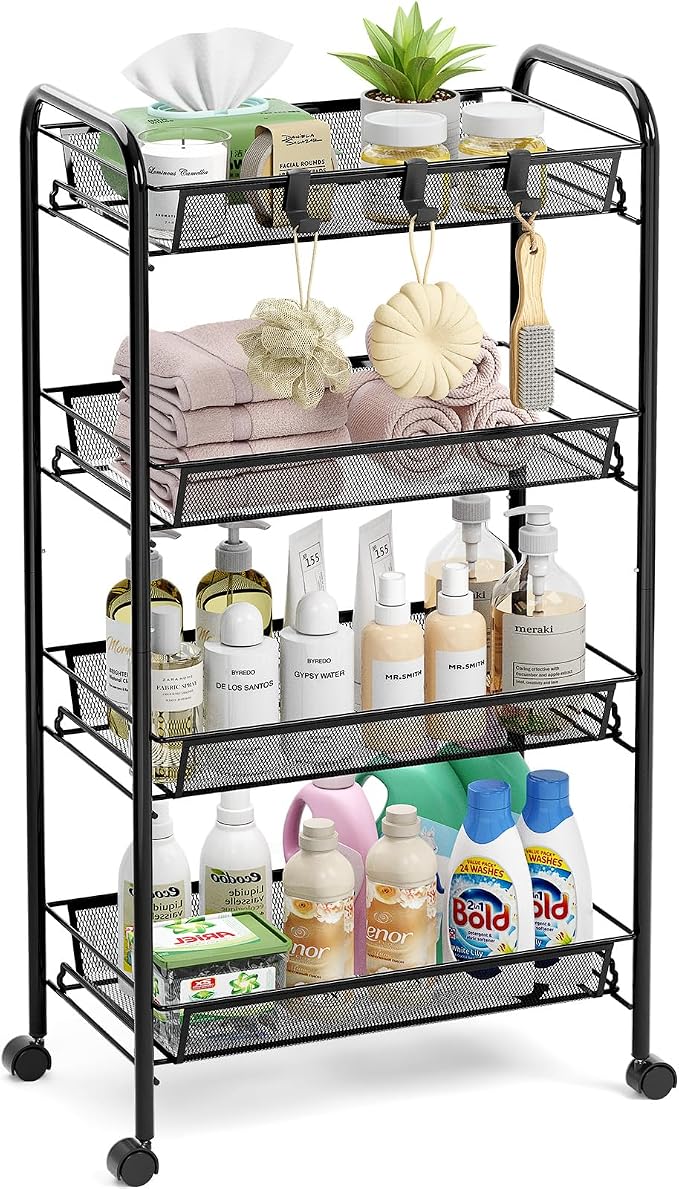 TOOLF 4-Tier Rolling Cart, Metal Utility Cart by TOOLF
