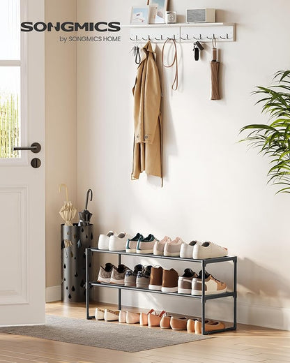 SONGMICS Shoe Rack, 2-Tier Shoe Organizer, Metal Storage Shelf, Upright or - Image 2