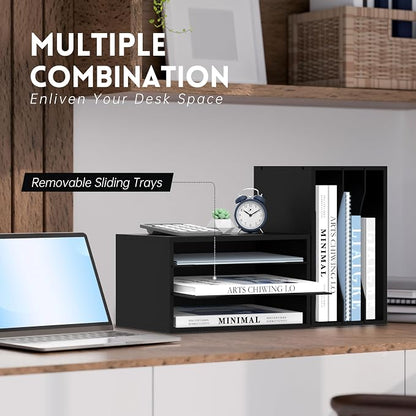 3 Tier Wood Desk Organizer, Mail Sorter and Paper Organizer - Image 4