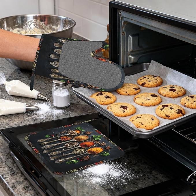 Cooking Herbs Spices Heat-Resistant Silicone Oven Mitts and Pot Holders 4 Piece - Image 4