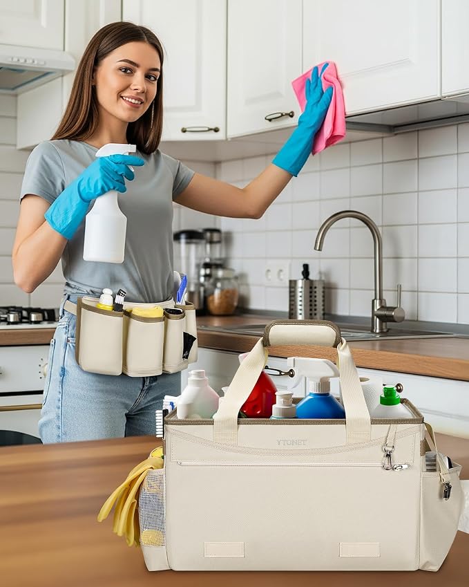 Ytonet Cleaning Caddy Bag with Detachable Apron, Extra Large Cleaning Supplies - Image 2