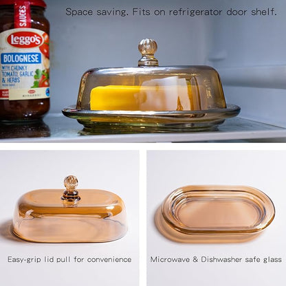 7.5" Glass Butter Dish with Lid - Image 4