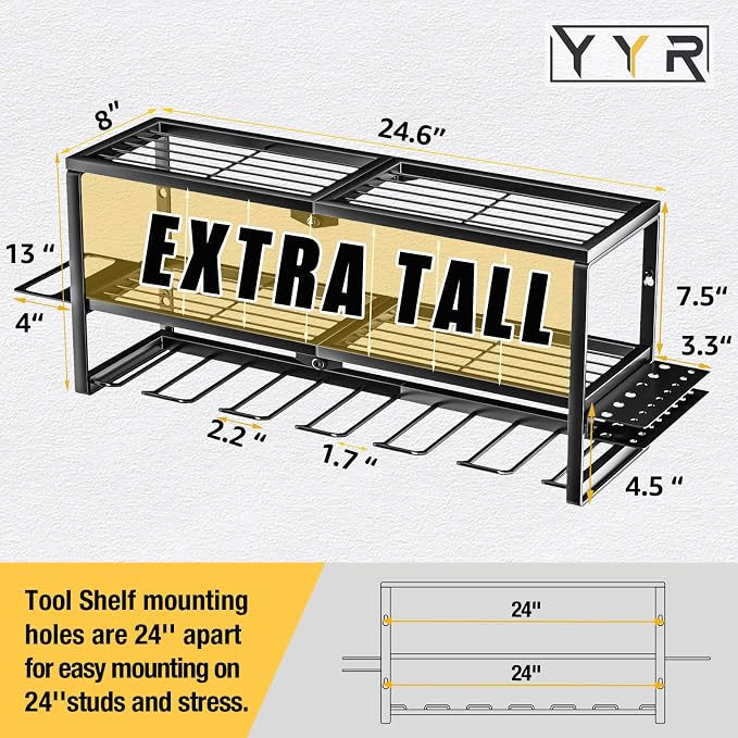YYR Heavy Duty Power Tool Organizer Wall Mount, Cordless Drill Hanger Storage - Image 2
