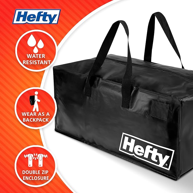 Hefty Moving Bag – Extra Large Double Zipper Backpack – Heavy Duty, Water - Image 5