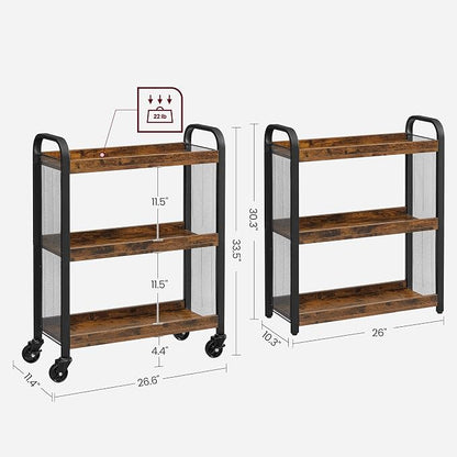 VASAGLE 3-Tier Narrow Storage Cart, Rolling Cart - Image 5