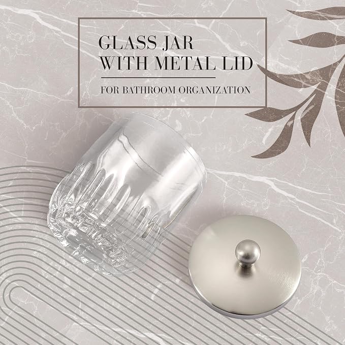 Glass Jar with Metal Lid for Bathroom Organization, Q Tips, and Small - Image 7