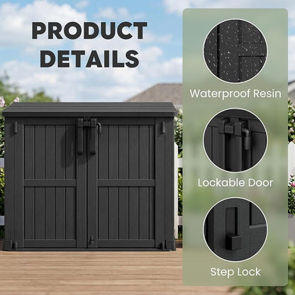 LHBcraft 36 Cu Ft Outdoor Storage Cabinet, Horizontal Resin Storage Shed Box - Image 2