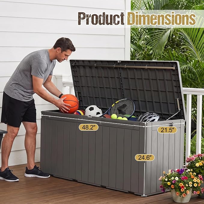 110 Gallon Deck Box Outdoor Indoor Waterproof Storage Box - Image 7
