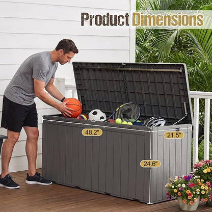 110 Gallon Deck Box Outdoor Indoor Waterproof Storage Box - Image 7