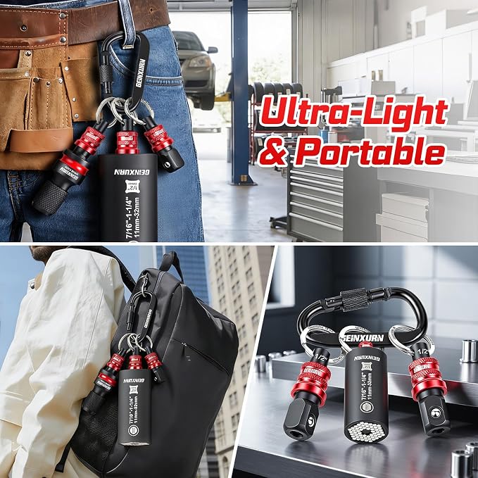 Geinxurn 5Pcs Socket Holder Keychain, 1/2 Drive Quick Release & Quick Change - Image 8