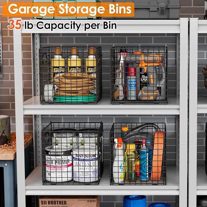 Cidaziya 4-Pack Metal Storage Crates, 32QT Stackable Collapsible Storage Bins - Image 4