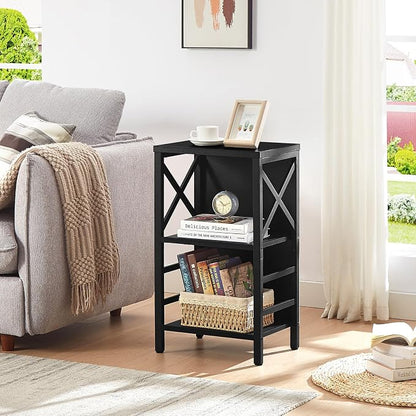 Small Bookshelf, 3 Tier Industrial Bookcase - Image 4