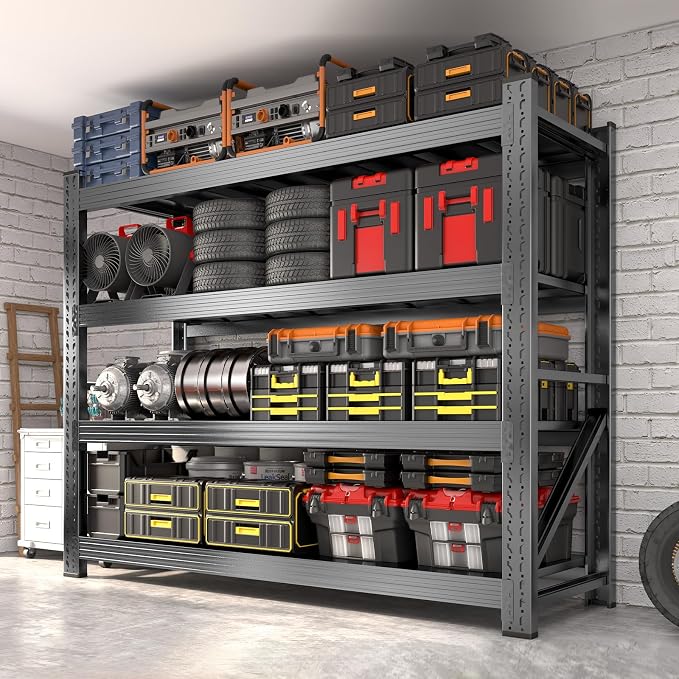Metal Garage Shelving Unit, Heavy Duty 4-Tier Adjustable Wire Storage Rack by Koestem
